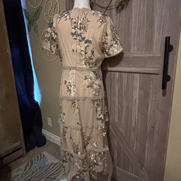 Nude Pink Dress with Floral Appliqué with Matching Boots - Picture 2 of 7